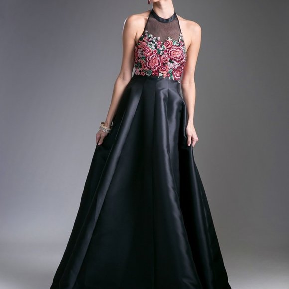 Illusion Halter Neckline A-Line Dress CDC80325 - Picture 1 of 5